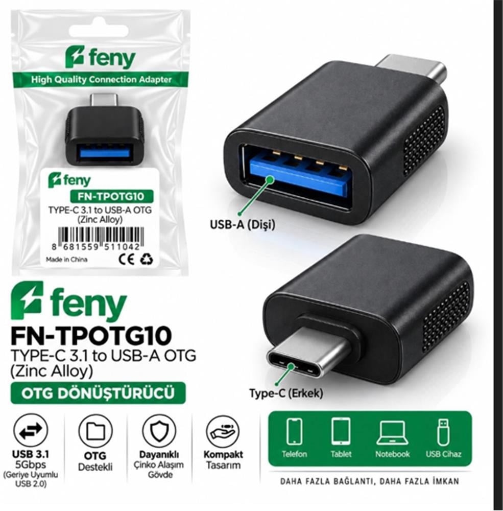 Feny FN-TPOTG10 Type-c 3.1 To Usb-A Çinko Alışımlı Çevirici