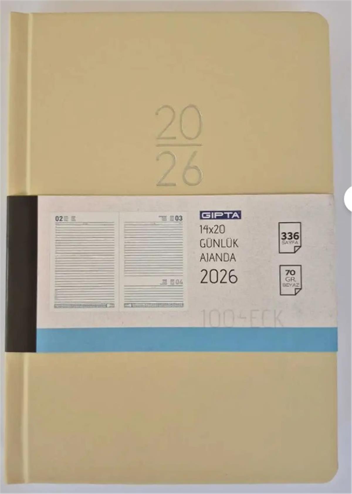Gıpta 100-Eck Günlük Ekonomik Dikişli Cilt Bezli Ajanda 14x20 2026