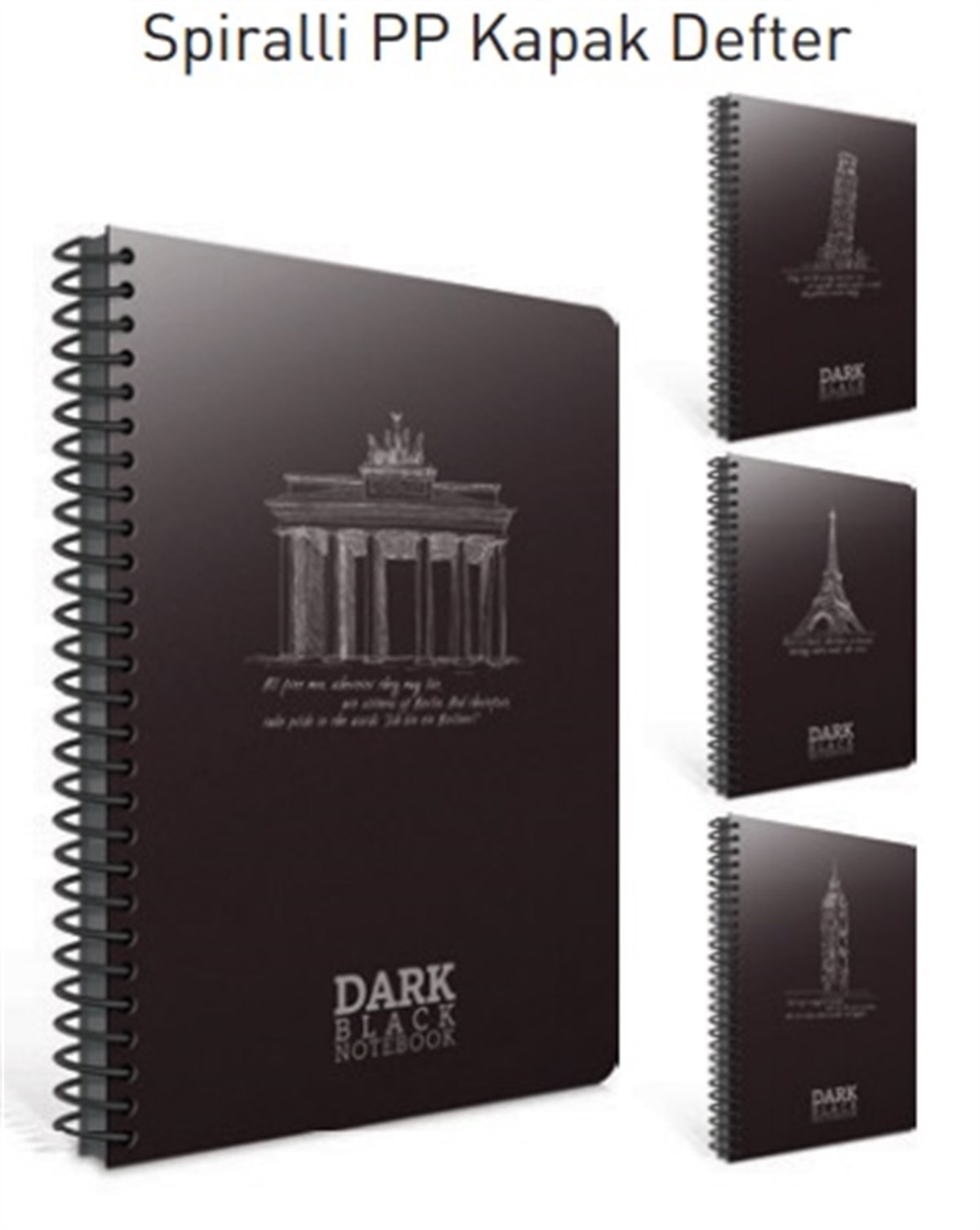 Gipta 2673000 Dark Plastik Spiralli Pp Kapak Defter 17X24 50 Yaprak Çizgisiz