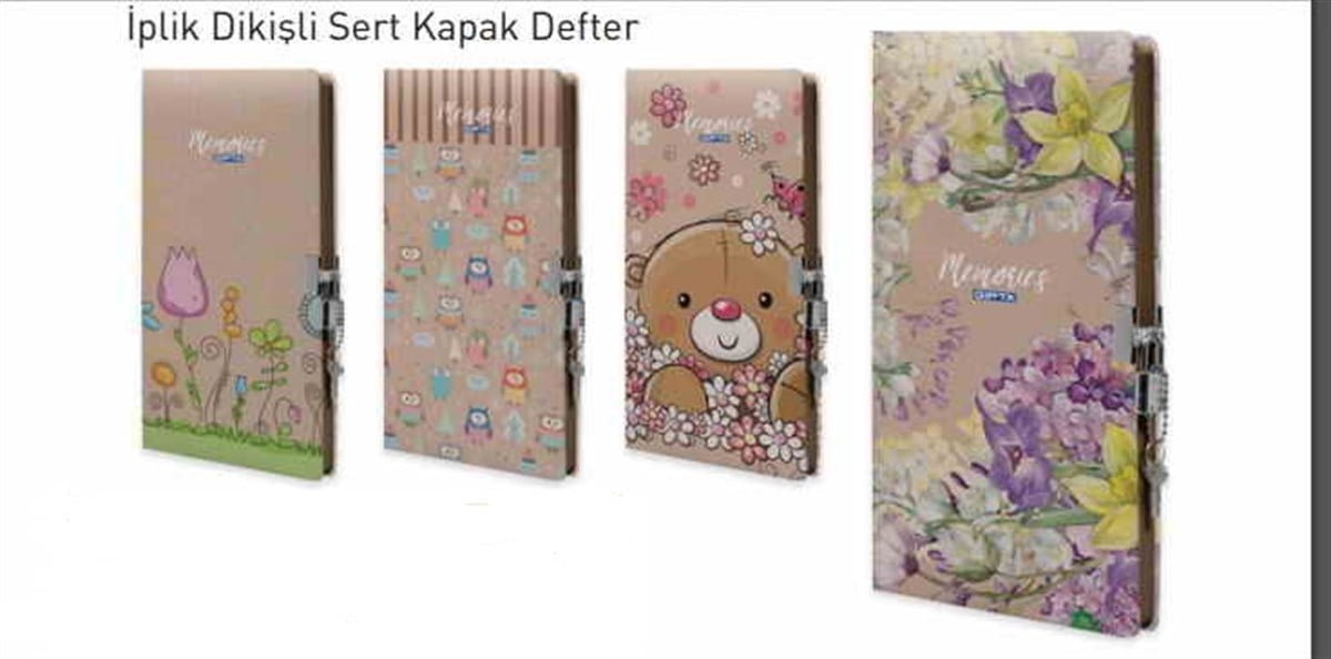 Gipta 3427 Kilitli Ip Dikisli Sert Kapak Hatira Defteri 14X20 96 Yaprak