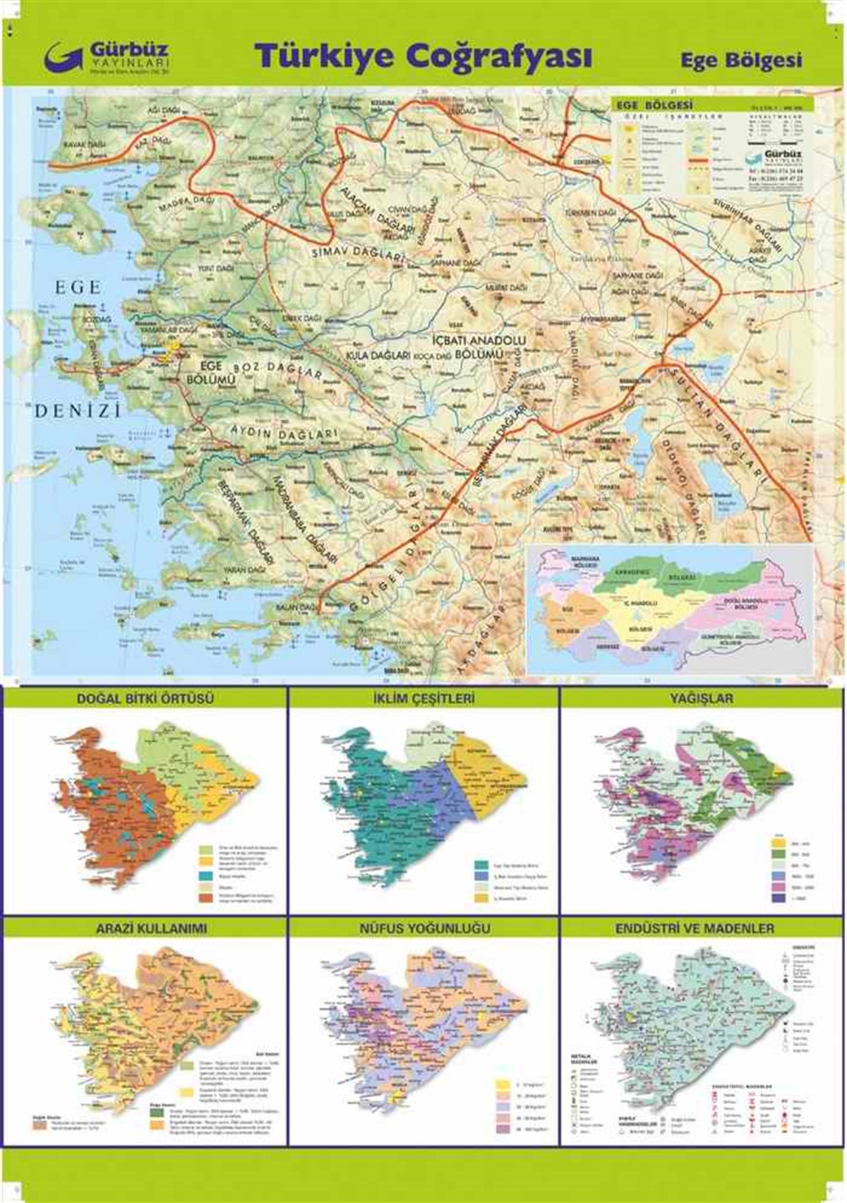 Gürbüz 21053 Ege Bölgesi Haritasi 70Cmx100Cm 