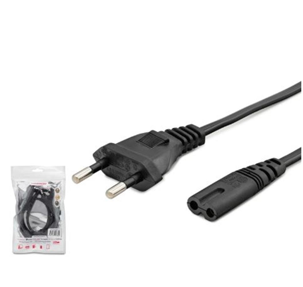 HADRON HDX5534 Teyp Güç Kablosu 2 Pin 1 mm 500W C7 Figure 8 1 m Siyah