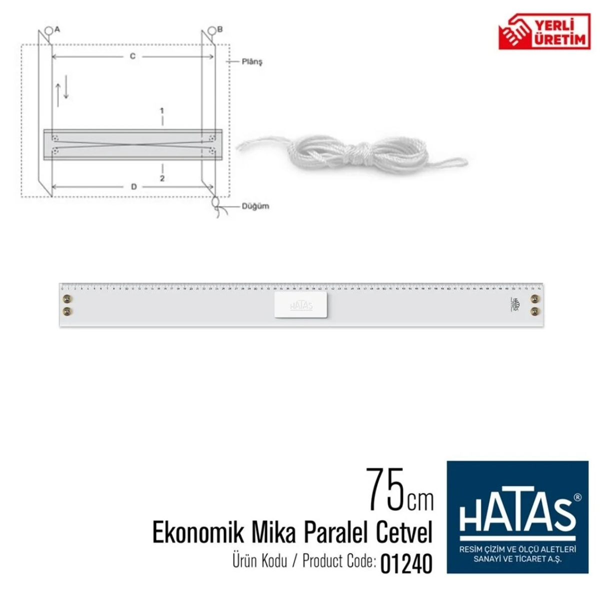 Hatas 1240 Ekonomik Mika Paralel Cetvel 75 Cm