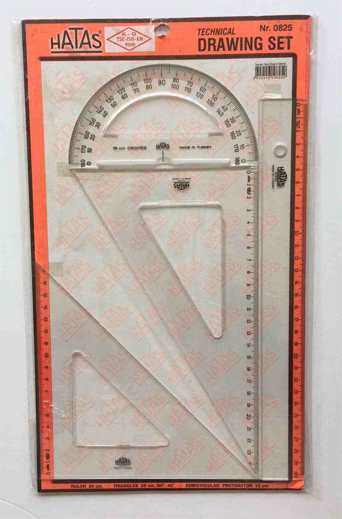 Hatas 825 Teknik Okul Çizim Takimi (Posetli) 21 Cm Gönyeli 