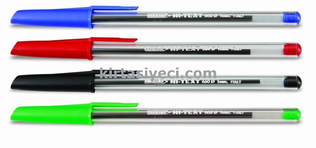 Hi-Text 660M Çelik Uç Tükenmez Kalem 1Mm Mavi 50Li Paket 
