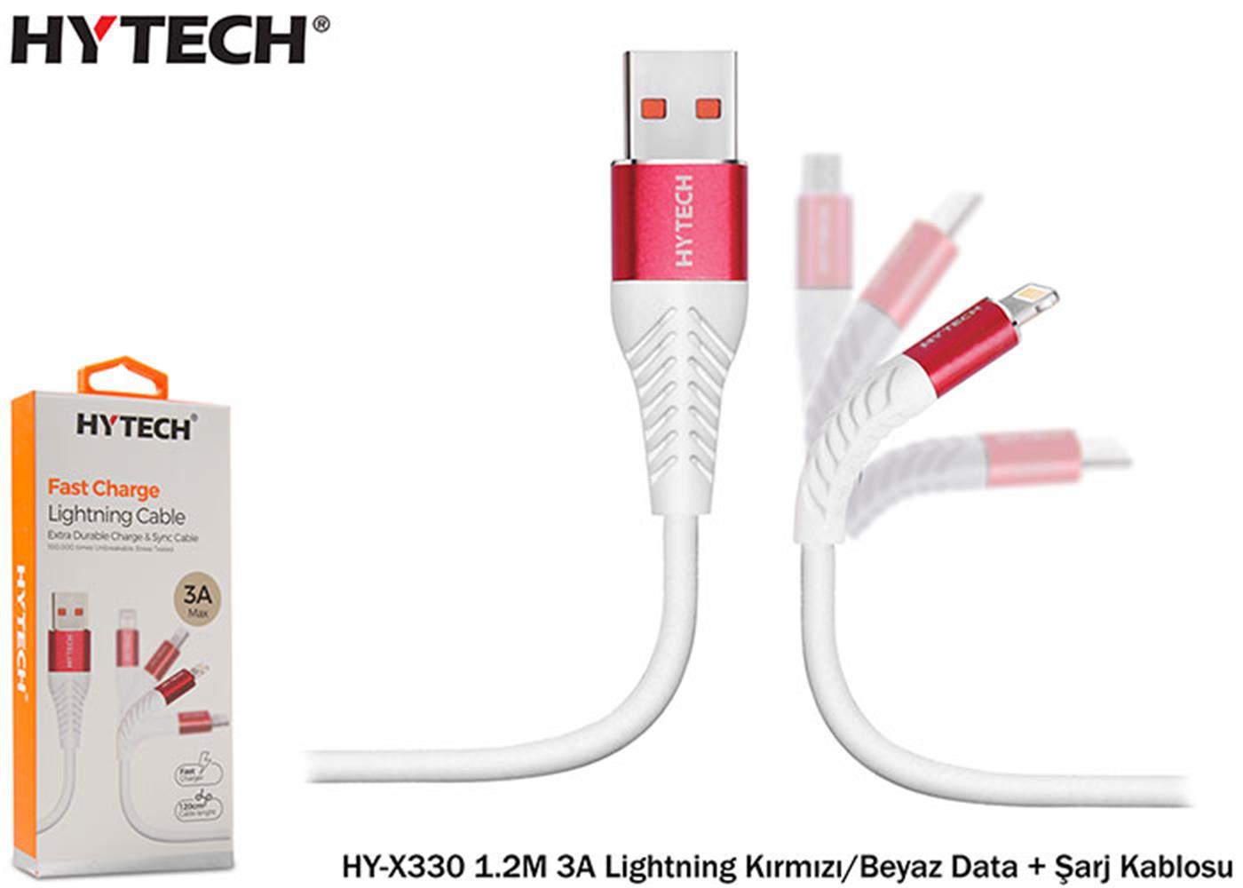 Hytech HY-X330 1.2M 3A Lightning Kırmızı-Beyaz Dat