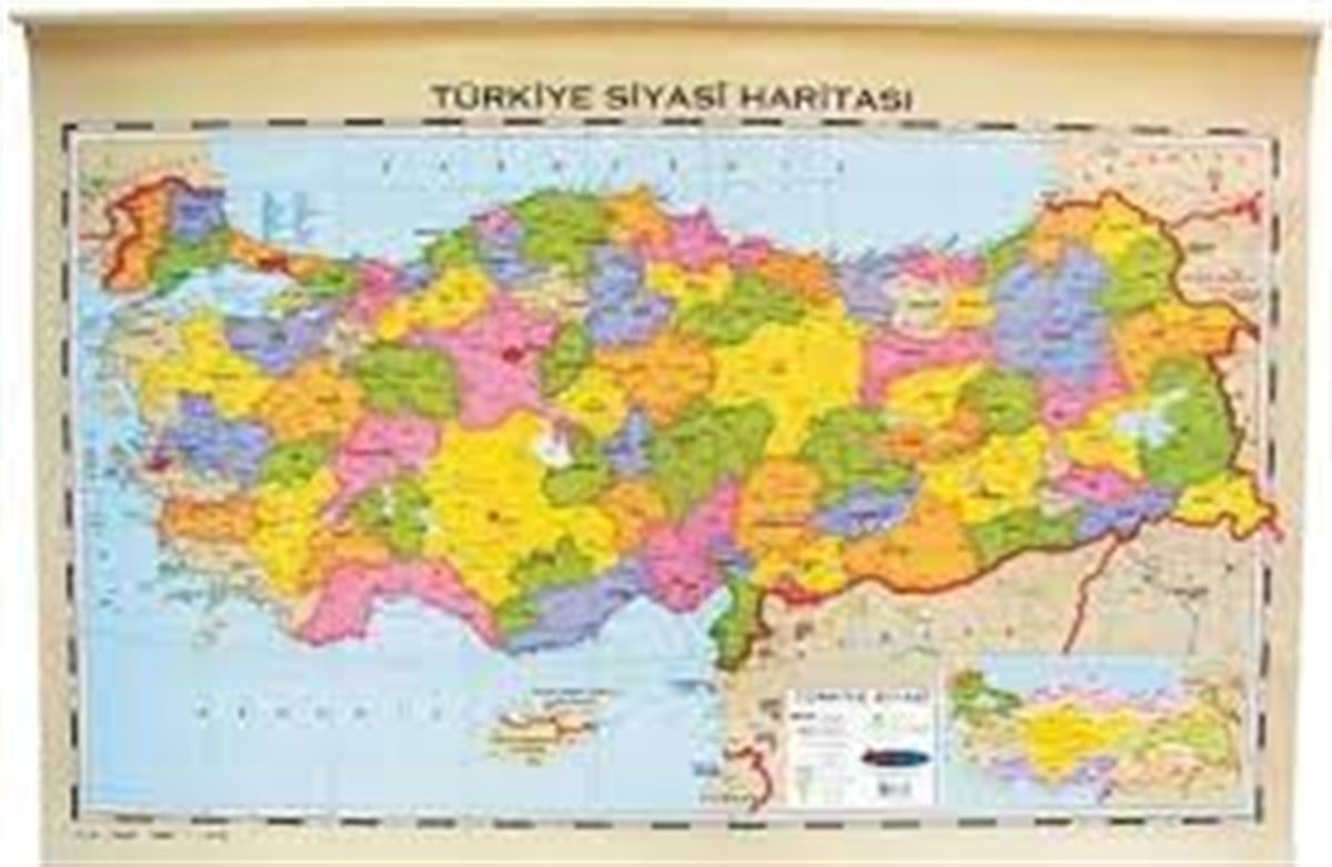 Inter Int-820 70Cmx100Cm Çitali Askili Türkiye Siyasi-Fiziki Harita