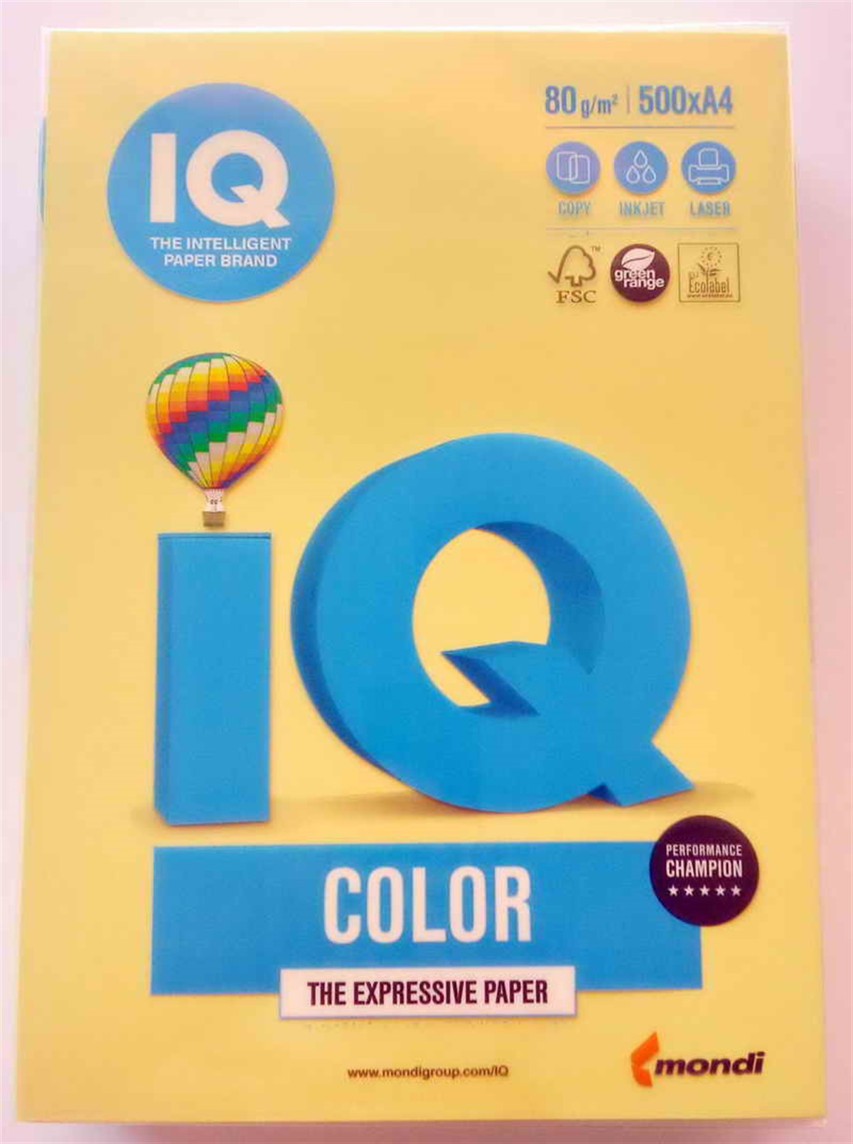 Iq Ne1320-Zg34 Renkli Fotokopi Kagidi A4 80Gr Limon Sarisi 500Lü Paket