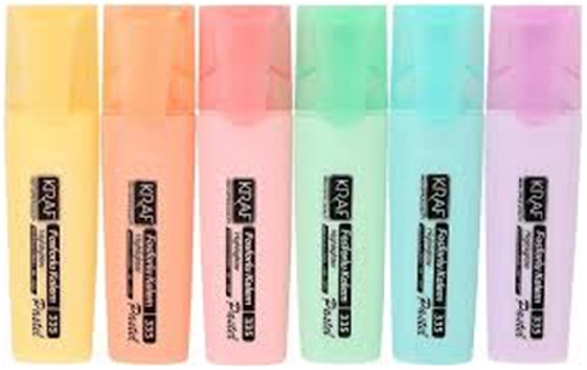 Kraf 355 Fosforlu Kalem Pastel 6 Lı Paket