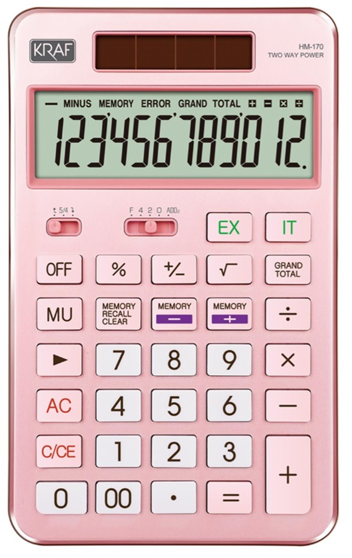 Kraf Hm-170Pk Hesap Makinesi Masaüstü 12 Hane Pembe