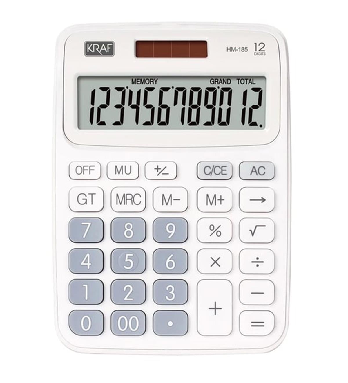 Kraf Hm-185 Wt Hesap Makinesi 12 Hane Beyaz