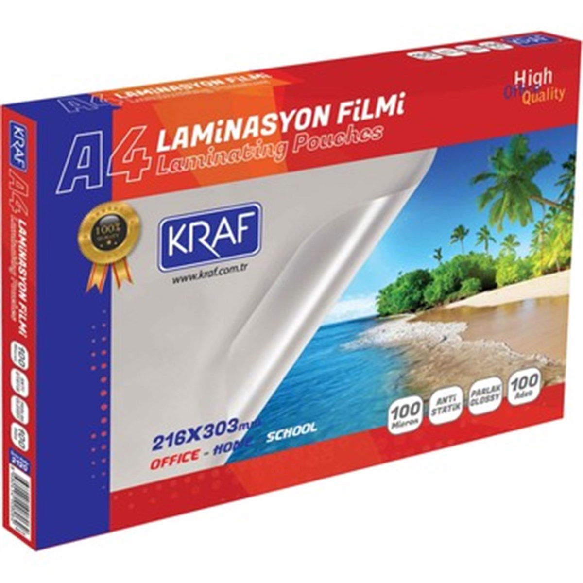 Kraf Laminasyon Filmi Parlak A4 100Mic 100Lü 2120