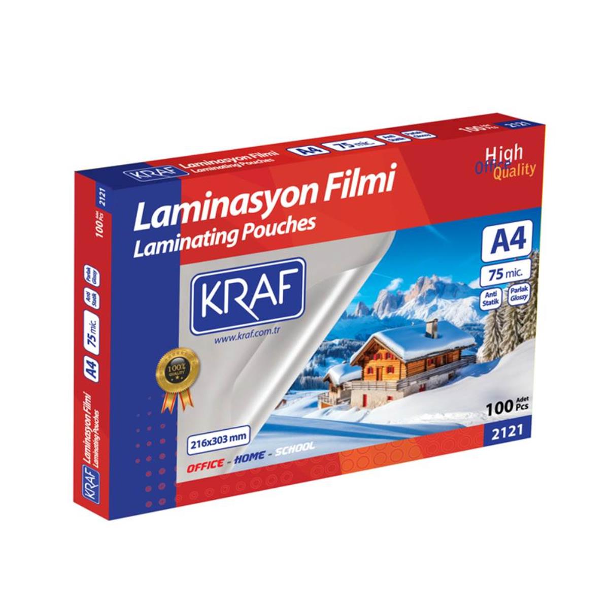 Kraf Laminasyon Filmi Parlak A4 75Mic 100Lü 2121