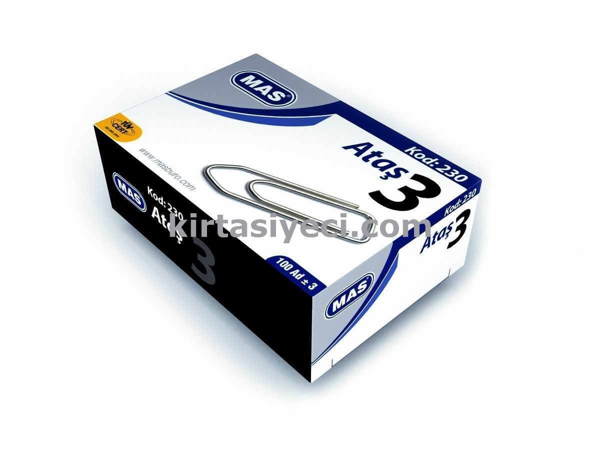 Mas 230 Atas No:3 Nikel Kapli Beyaz 100 Lü Paket   