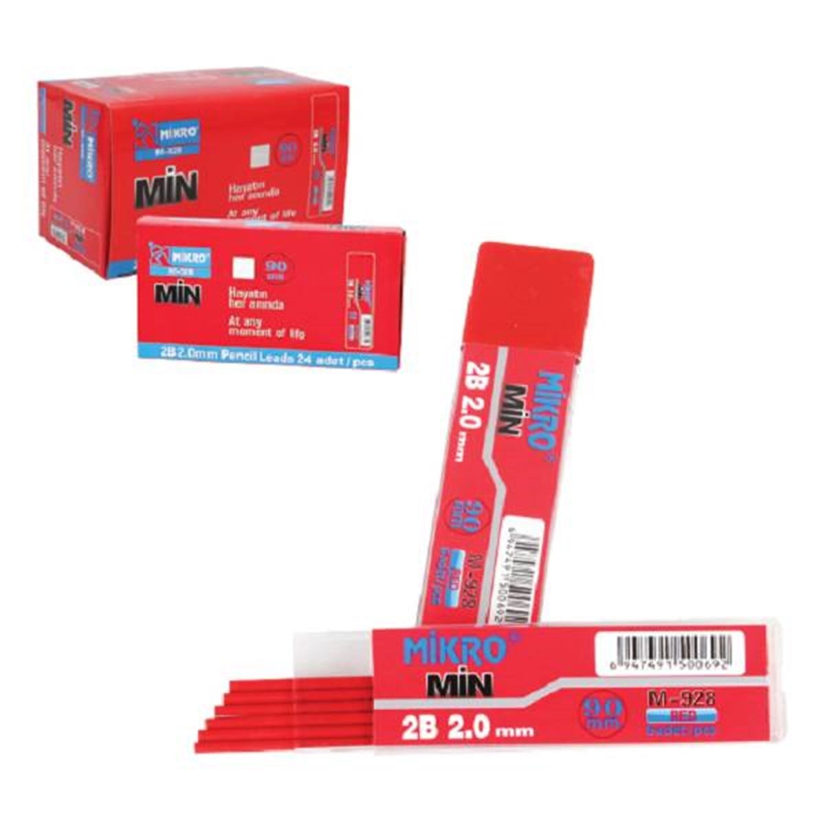 Mikro M-928 2.0X90Mm Kursun Kalem Ucu Kirmizi 