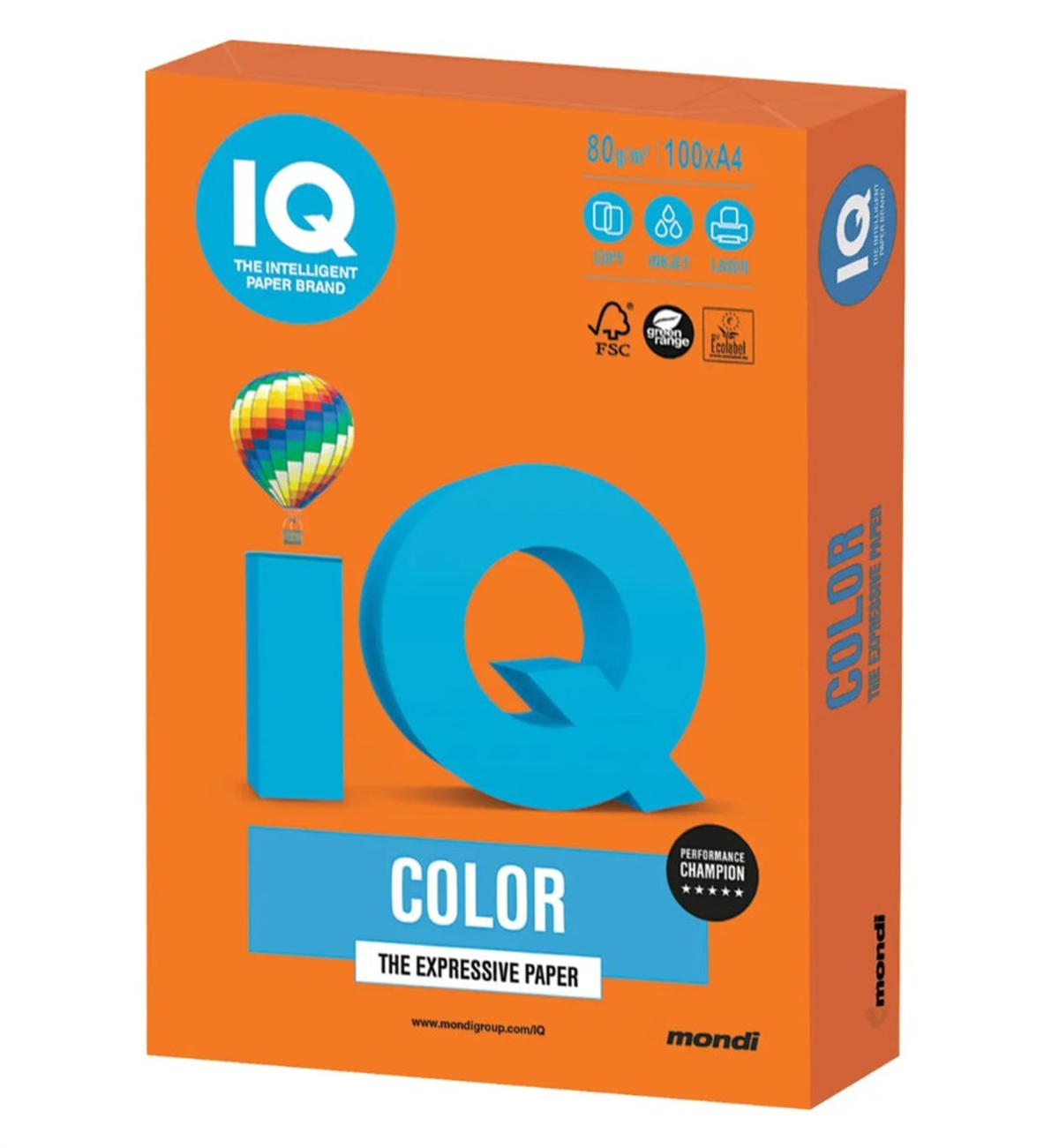 Mondi IQ NE1350-NEOOR Color Renkli Fotokopi Kağıdı A4 80 Gram Fosforlu Turuncu 500 Lü Paket