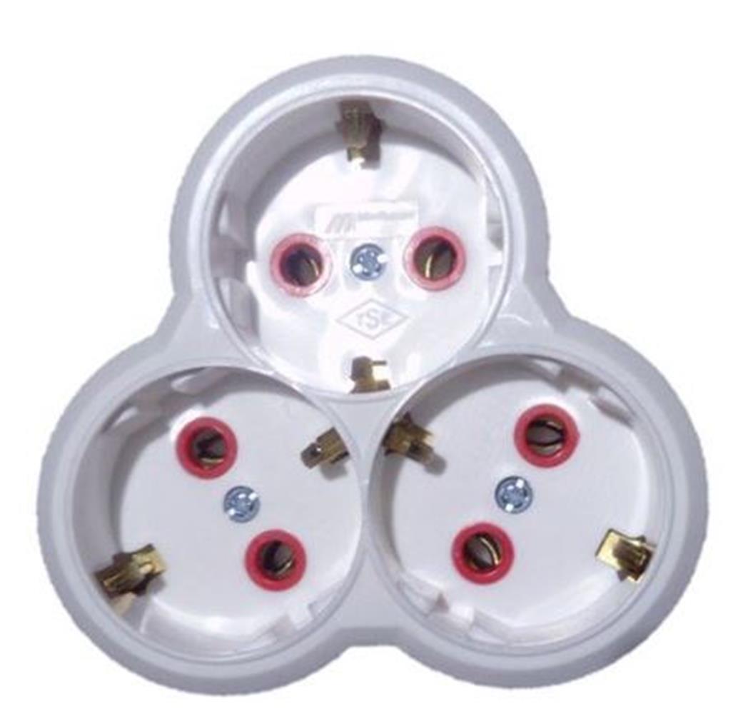 Mutlusan Topraklı 3lü Fiş,Priz (Yonca Tip) 001 170 033002 00 00