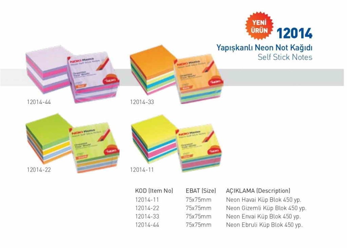 Noki 12014-22 75X75 Neon Gizemli Küp Blok 450 Yaprak     