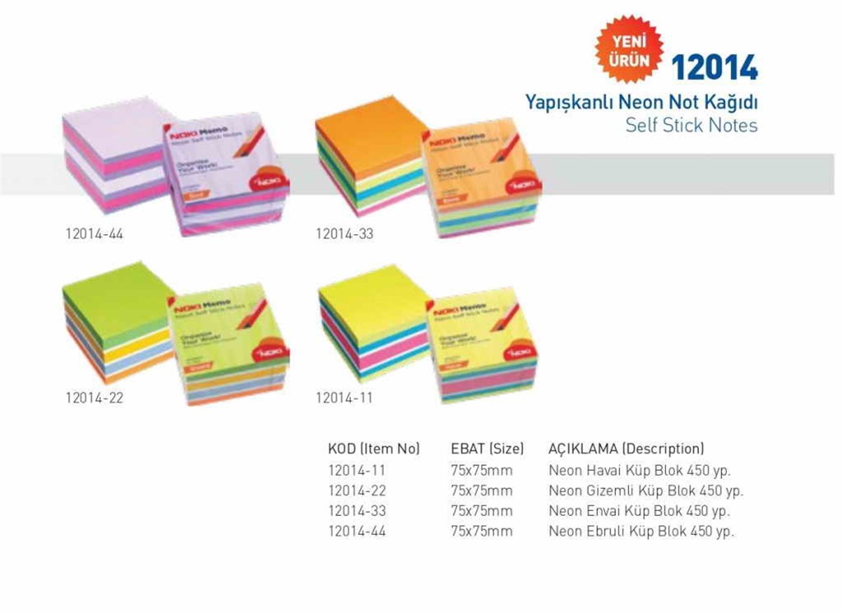 Noki 12014-44 75X75 Neon Ebruli Küp Blok 450 Yaprak         