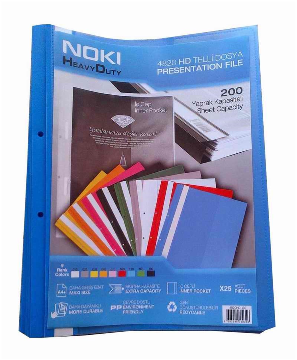 Noki 4820-130 Hd Pp Körüklü Telli Dosya Mavi 25Li   