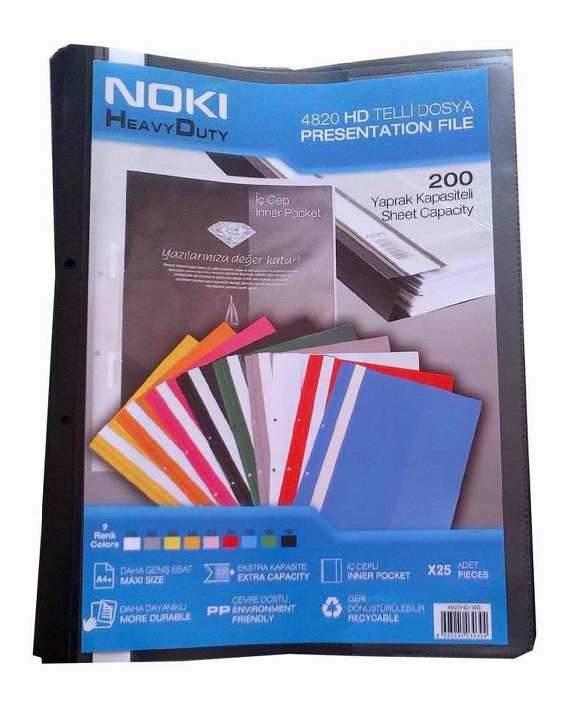 Noki 4820-190 Hd Pp Körüklü Telli Dosya Siyah 25Li  