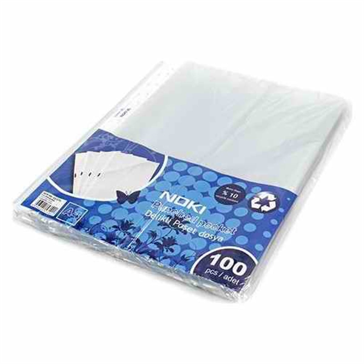Noki 4830 Poset Dosya Seffaf Xl Beyaz Kenarli 100Lü Paket   