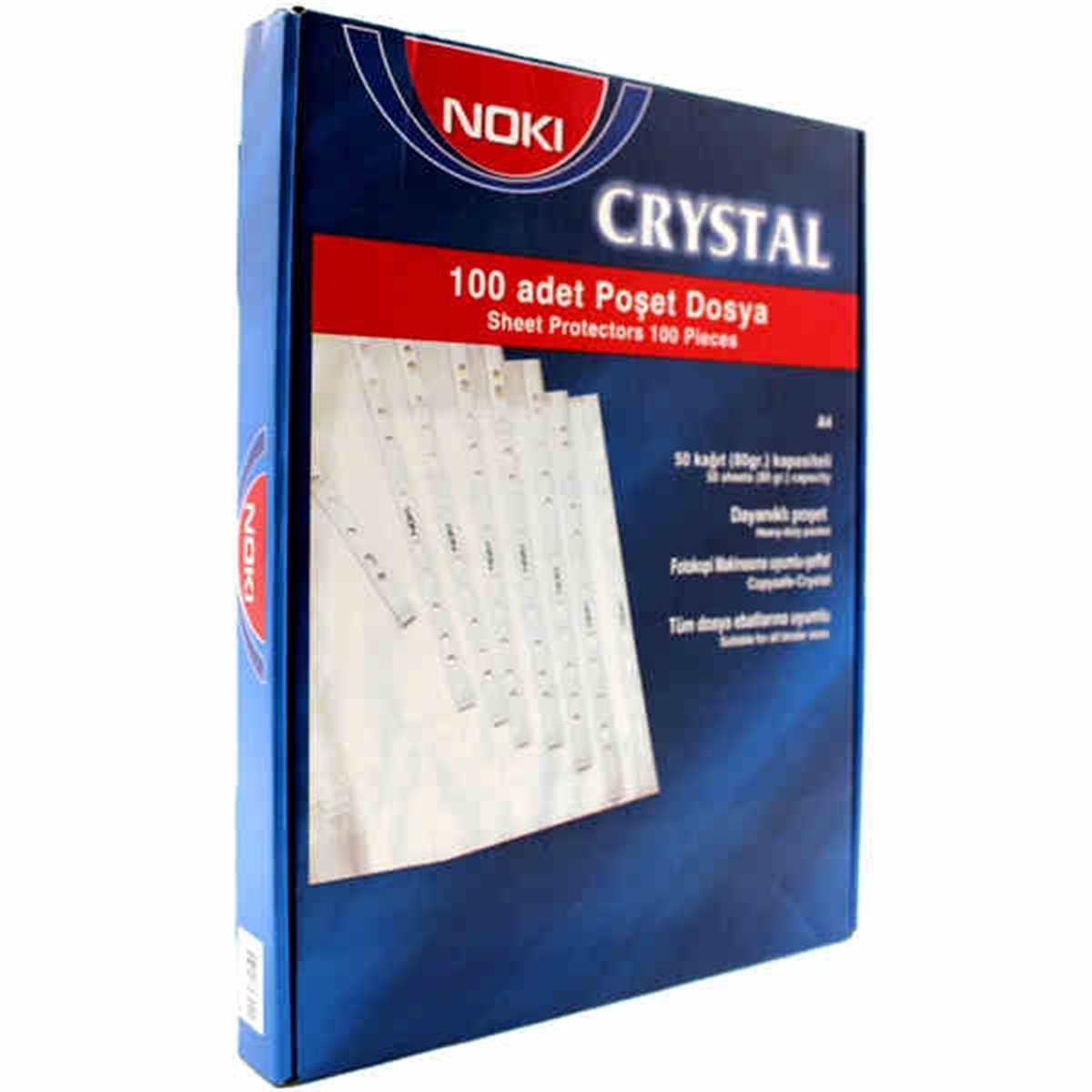 Noki 4830Cr Pp Kristal Poset Dosya Mavi Kenarli Seffaf 100Lü