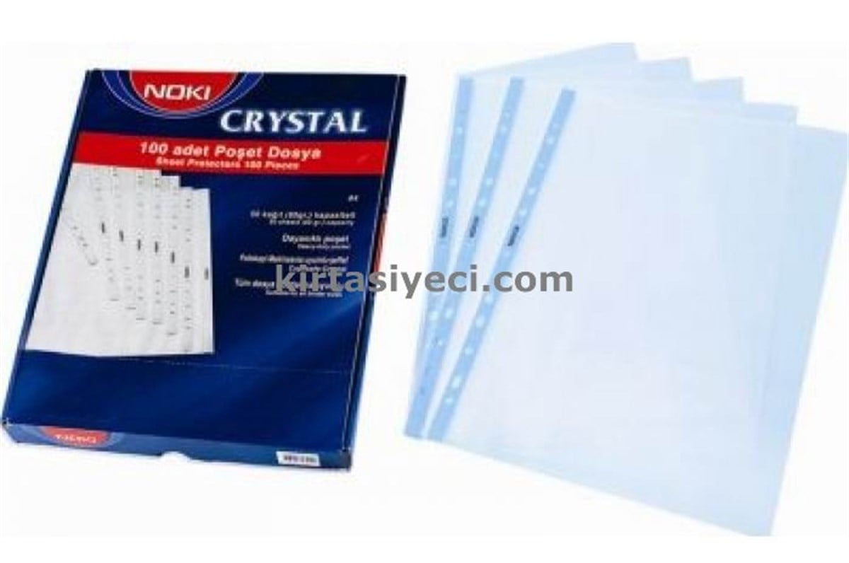 Noki 4830Cr Pp Kristal Poset Dosya Mavi Kenarli Seffaf 100Lü  