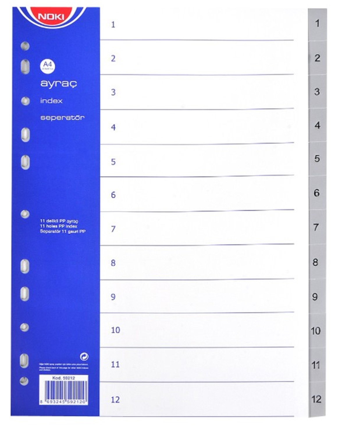 Noki 59212 Ayraç Pp 1-12 Rakamli 