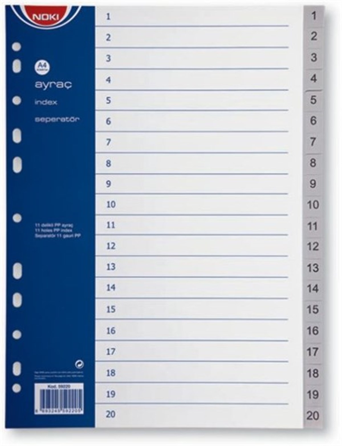 Noki 59220 Ayraç Pp 1-20 Rakamli 