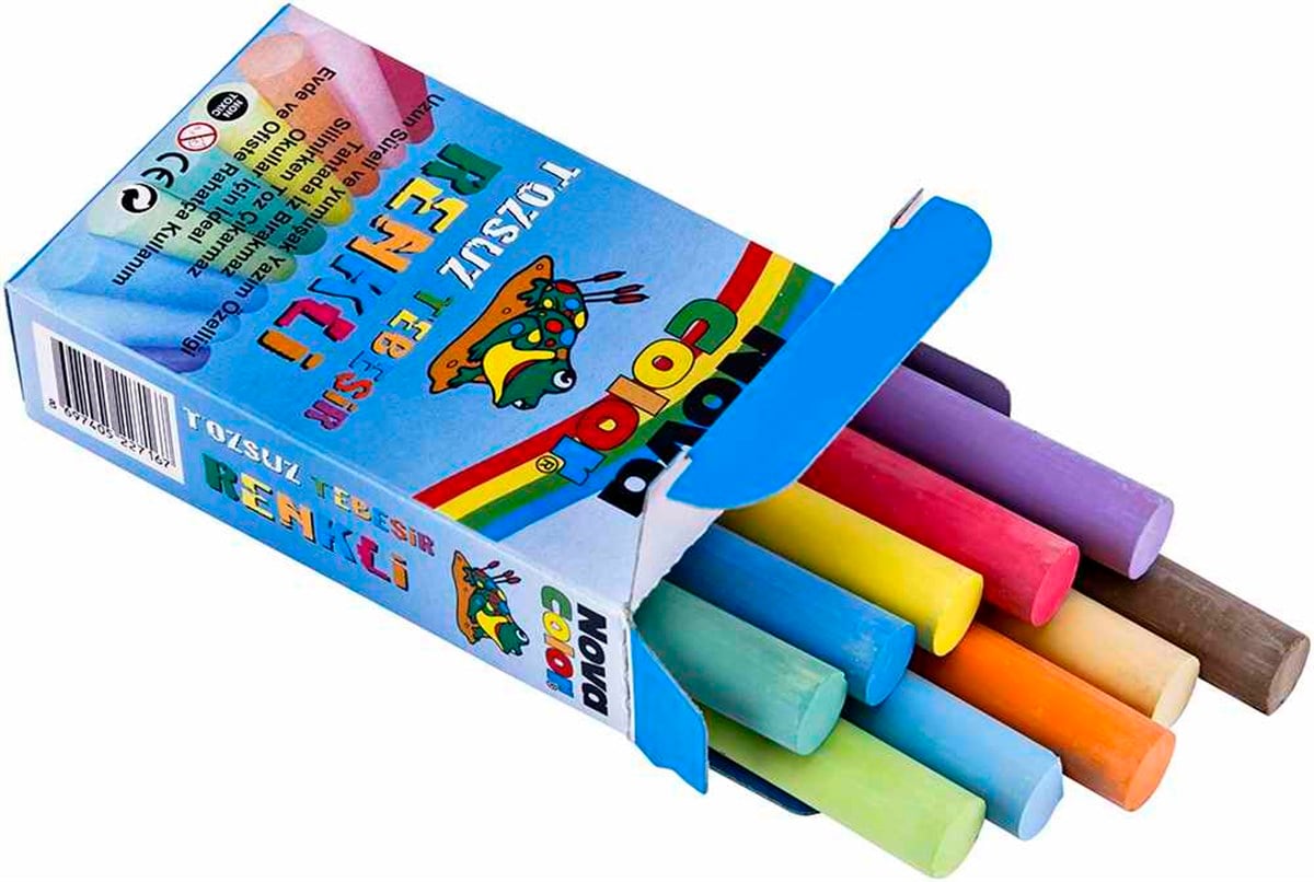 Nova Color Nc-4111 Tozsuz Renkli Tebesir 10Lu Paket