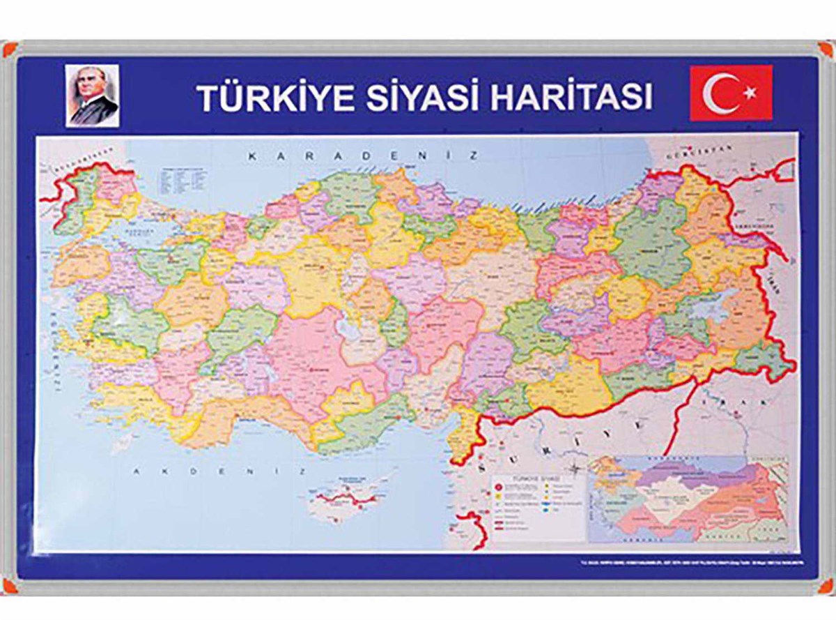 Panda 401 70Cmx100Cm Cerceveli Turkiye Siyasi Harita