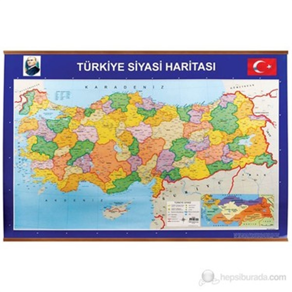 Panda 403 70Cmx100Cm Turkiye Siyasi+Fiziki Citali Harita