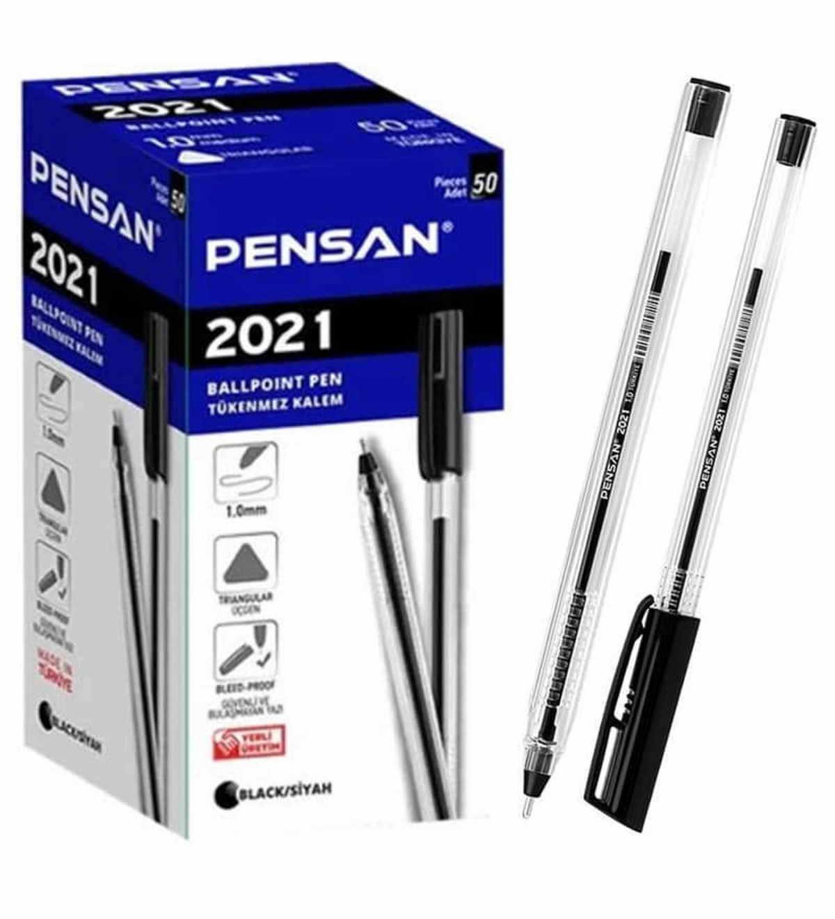 Pensan 2021 Tükenmez Kalem Üçgen Gövdeli Şeffaf Adet