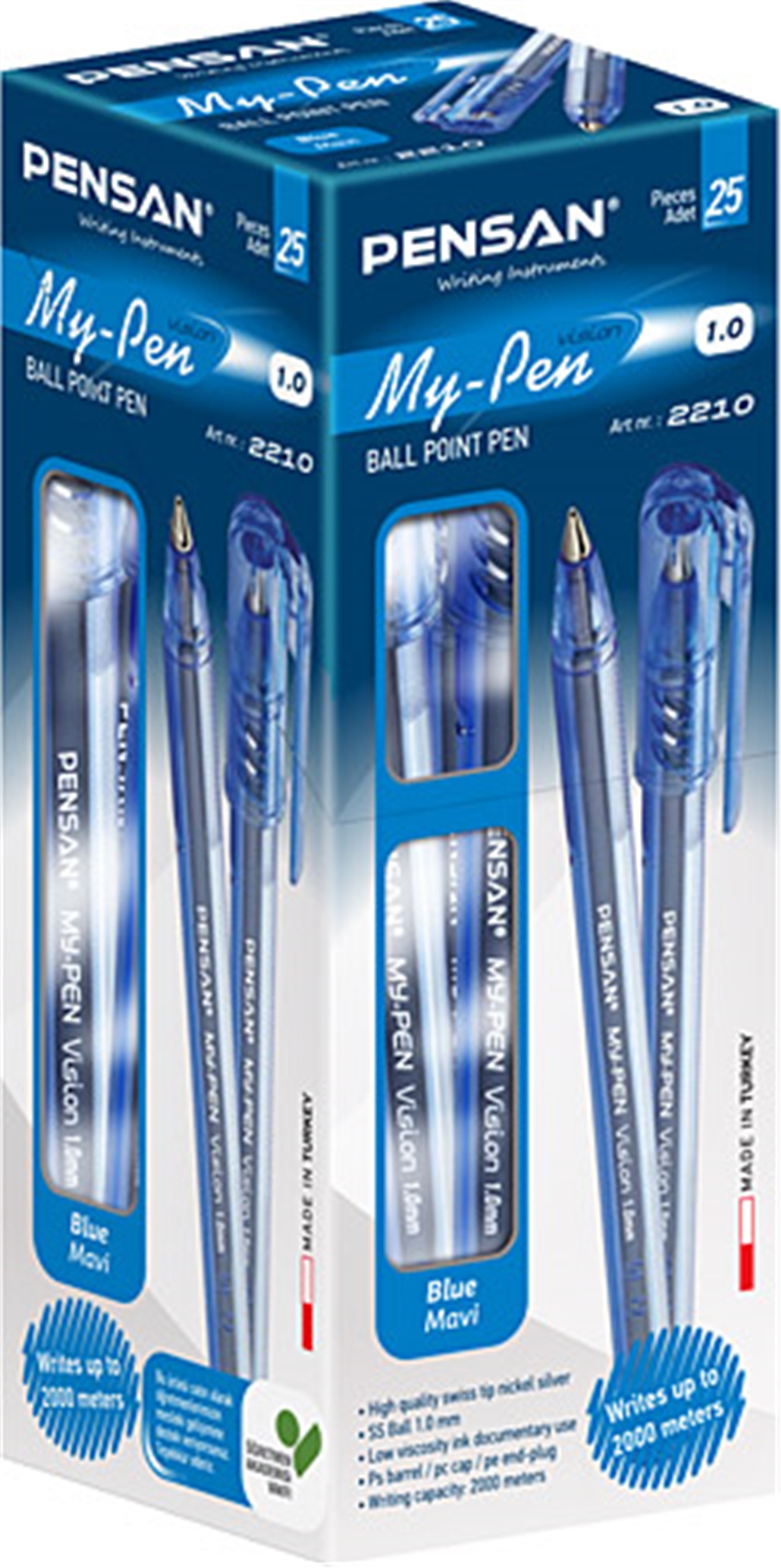 Pensan 2210 Mypen Tükenmez Kalem Mavi 1Mm 25Li Paket   
