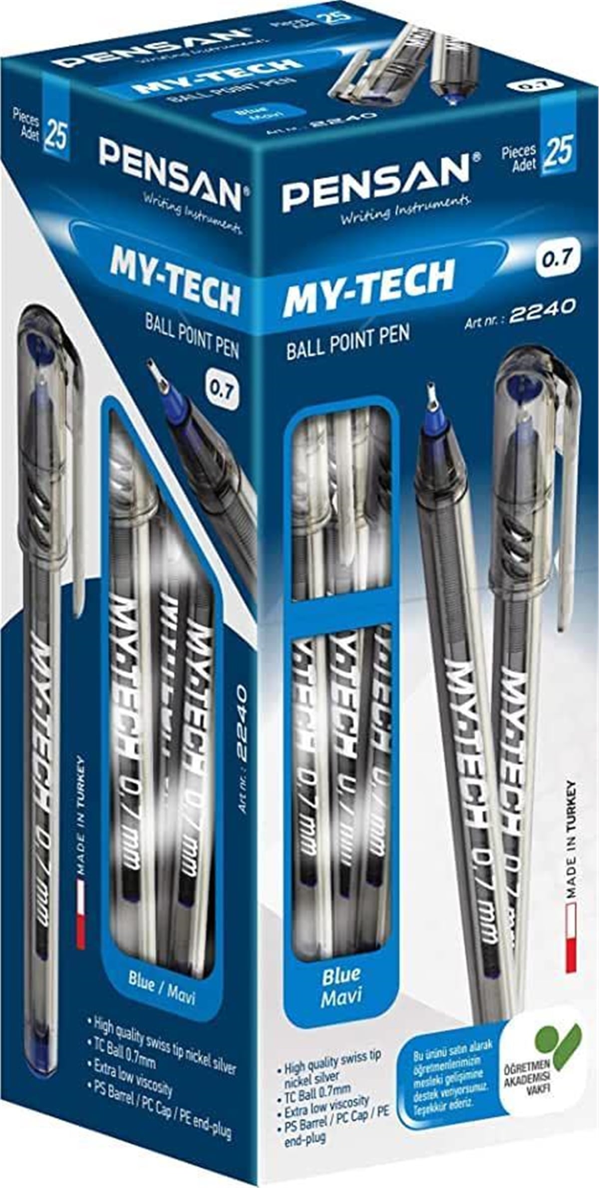 Pensan 2240 My-Tech Tükenmez Kalem Mavi 0,7Mm 25Li Paket      