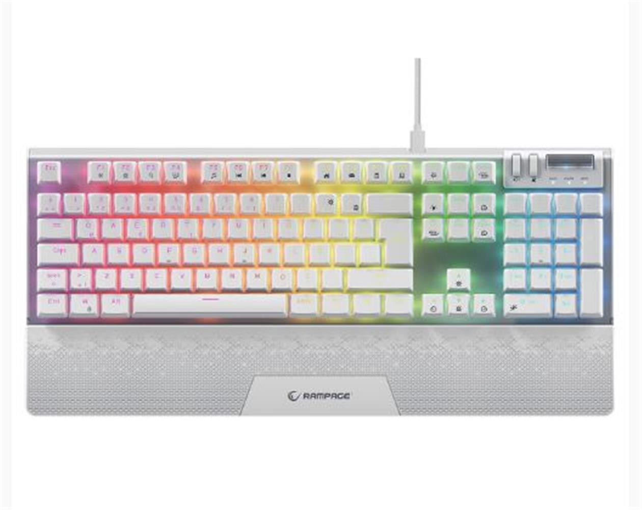 Rampage Carbon Beyaz RGB Q Gaming Oyuncu Klavye Bilek Destekli Red Switch