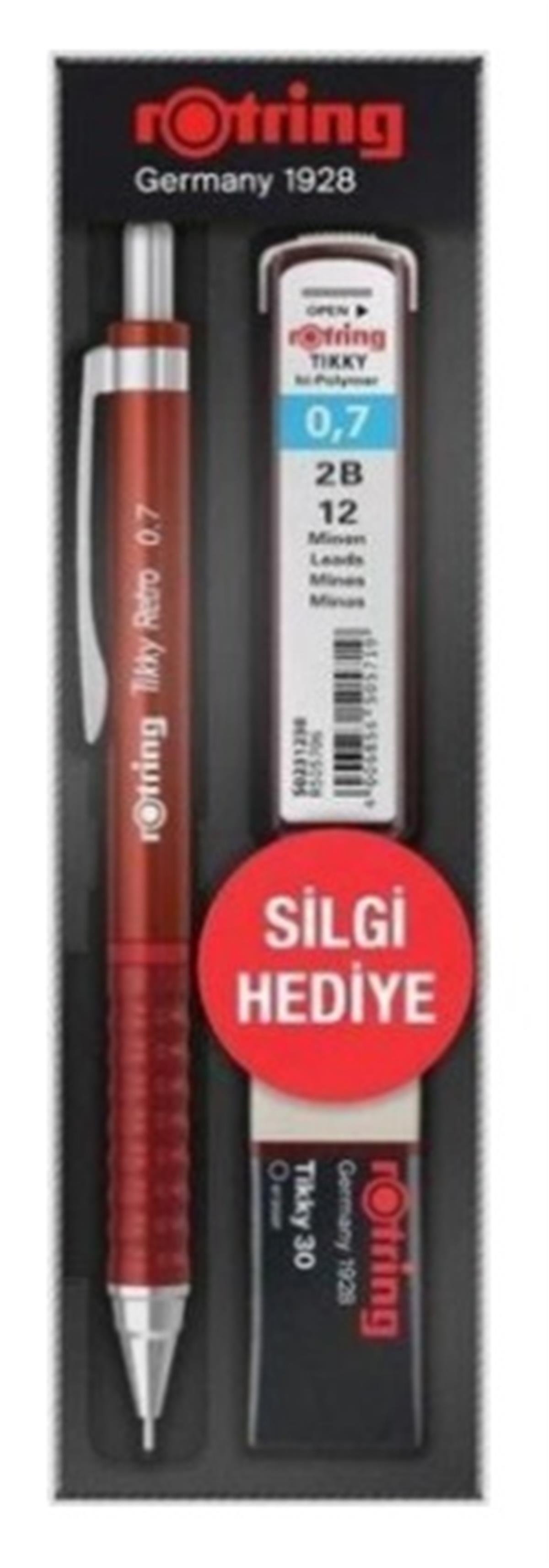 Rotring Okul Seti Tikky Retro 0.7+Min Silgi Hediyeli Kırmızı