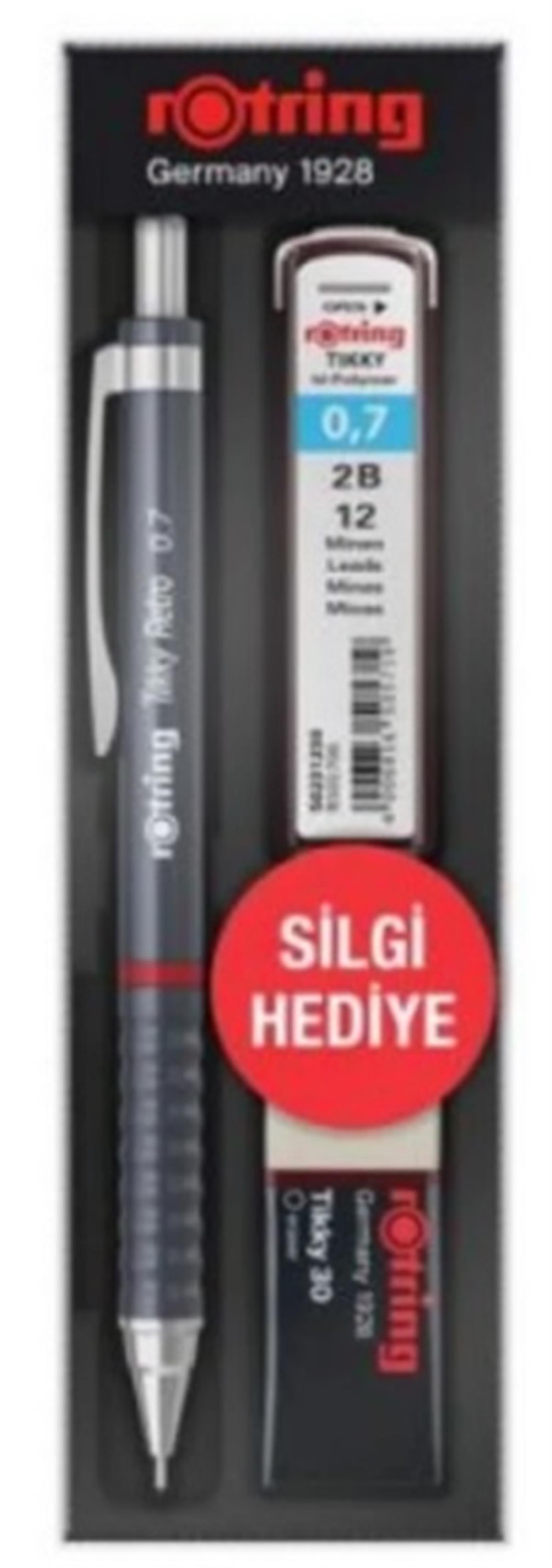 Rotring Okul Seti Versatil+Min Silgi Hediyeli Tikky Retro 0.7 Gri