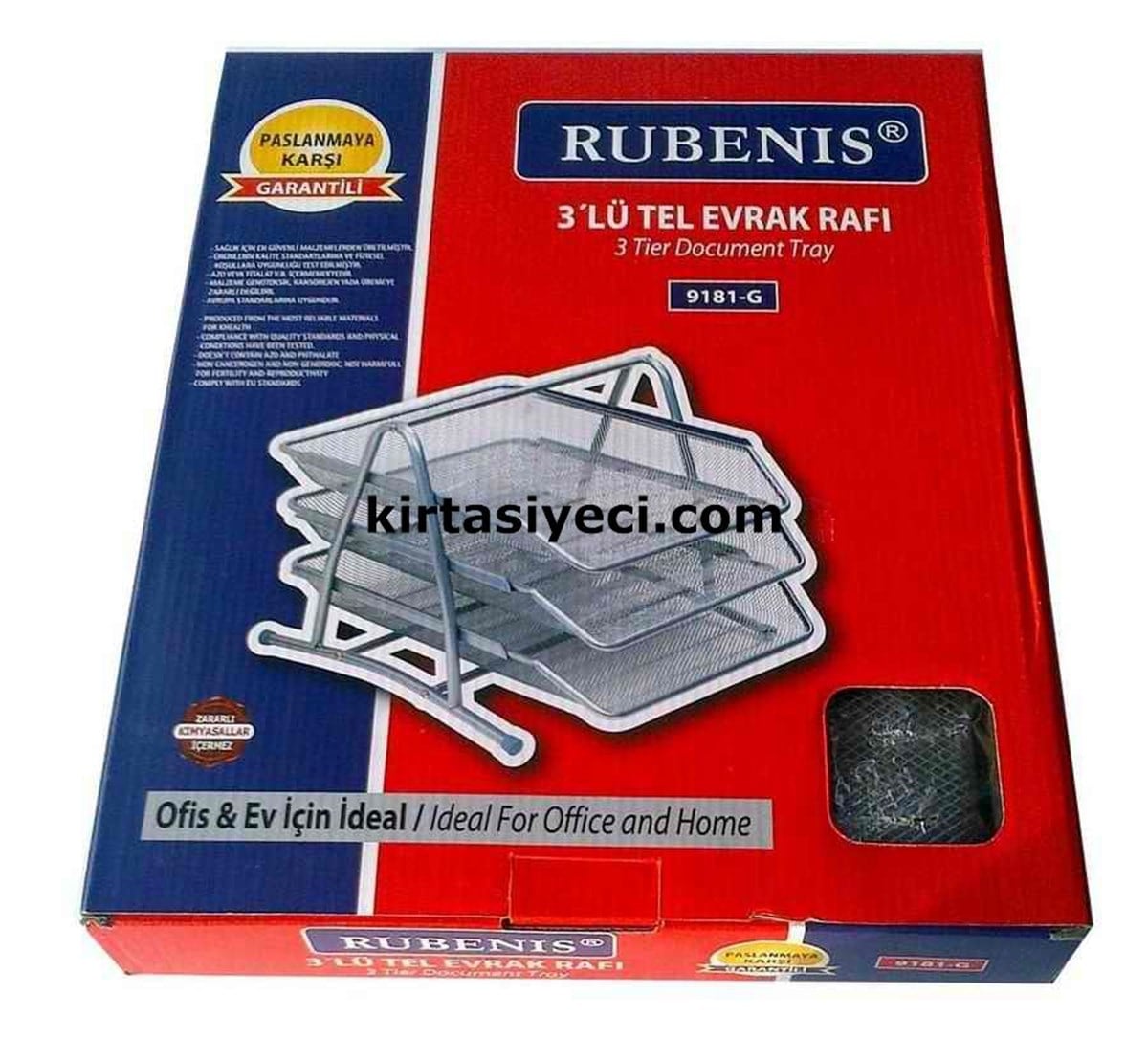 Rubenis 9181-G Metal Evrak Rafi 3 Lü Gümüs Renk