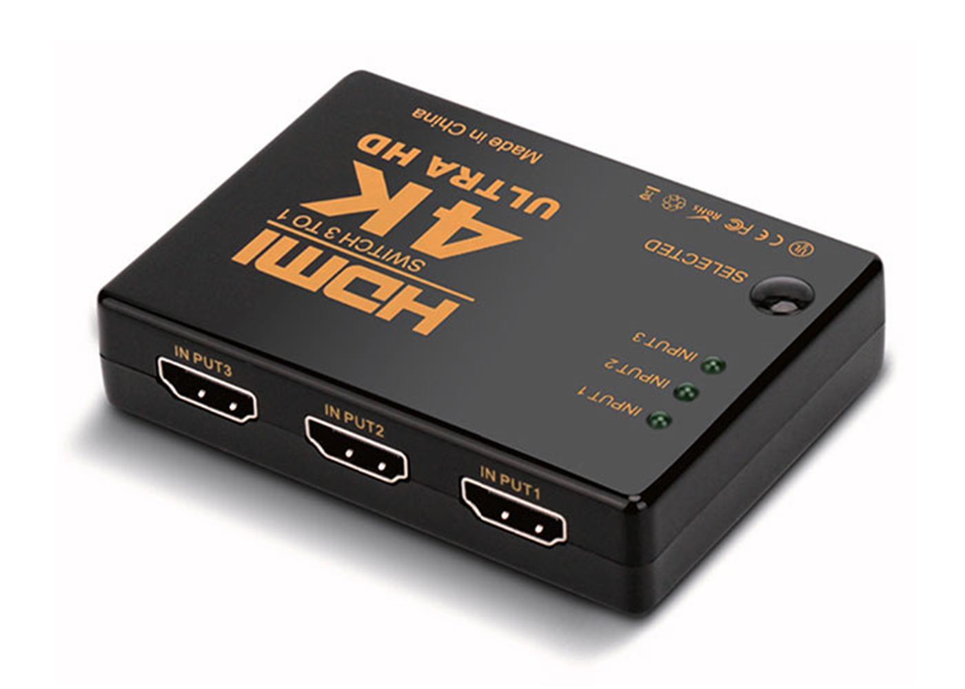 S-link SL-HSW4K33 HDMI 3TO1 SWITCH 4K-2K, IR +Adaptör