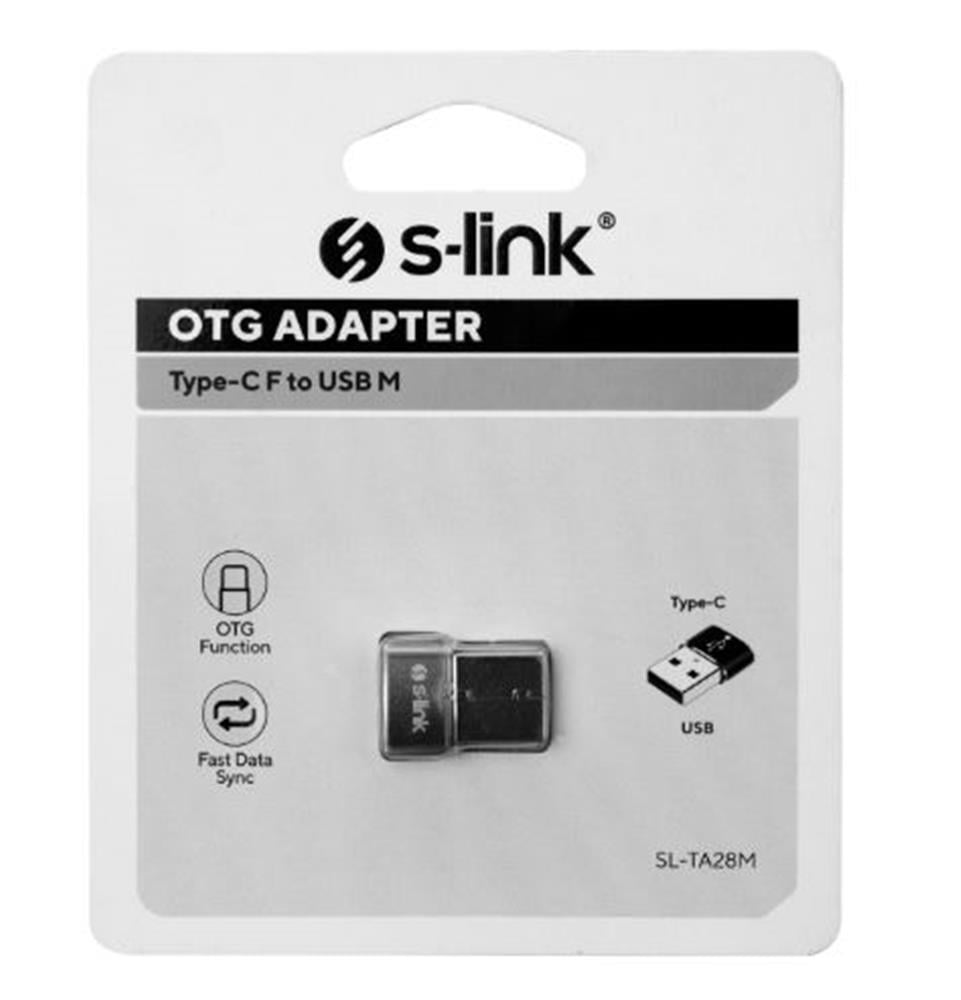S-link SL-TA28M Siyah Type C F to USB M Metal Gövdeli OTG Çevirici