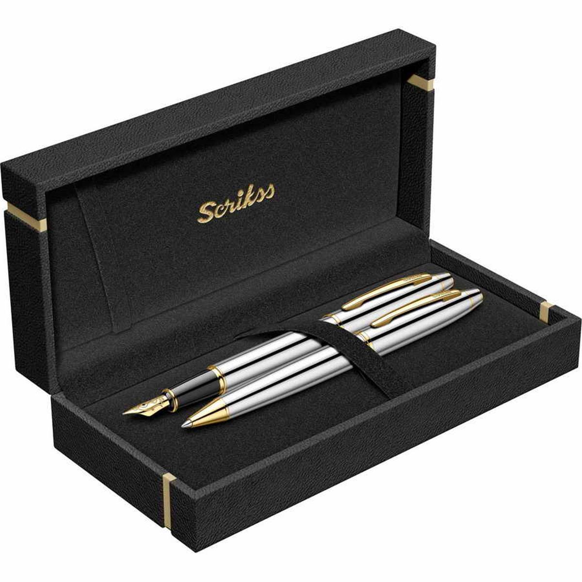 Scrikss 35 Dolmakalem+Tükenmez Kalem Takim Gold Krom