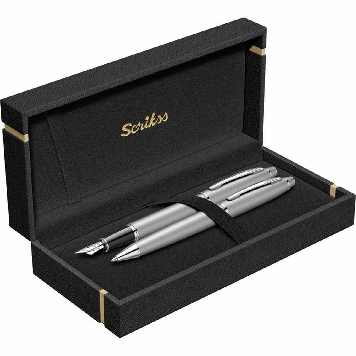 Scrikss 35 Dolmakalem+Tükenmez Kalem Takim Mat Krom Lüks Kutuda