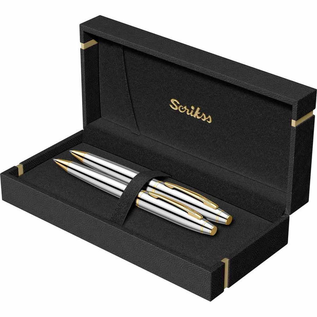 Scrikss 35 Tükenmez Kalem+Versatil Takim Gold Krom