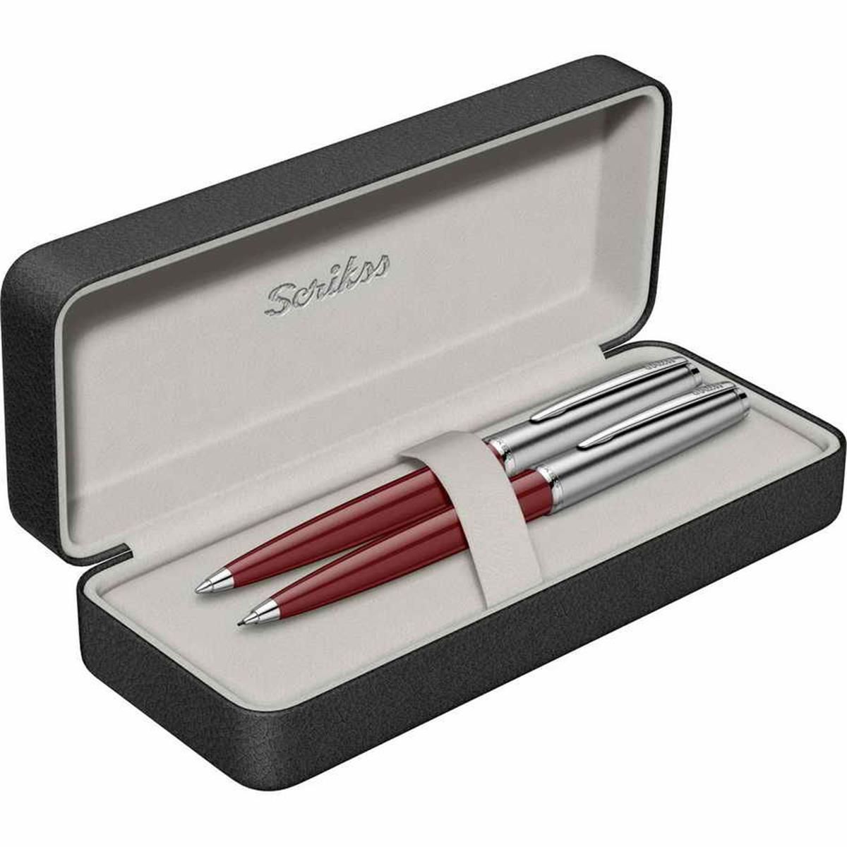 Scrikss 78 Tükenmez Kalem+Versatil Takim Bordo Lüks Kutuda