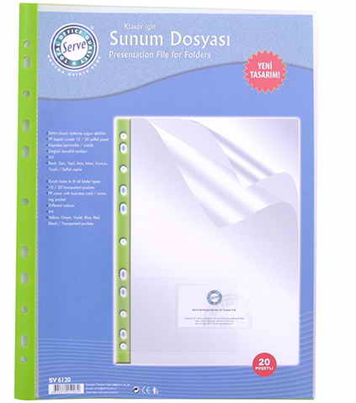 Serve Sv-6120 Sunum Dosyasi Klasöre Takilabilir 20 Sayfa Yesil