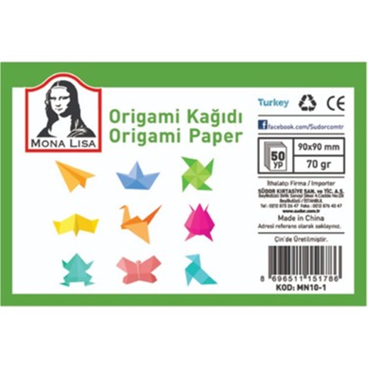 Südor Monalisa Mn10-1 Origami Kağıdı 9x9 Cm 70 gr 50 Yaprak