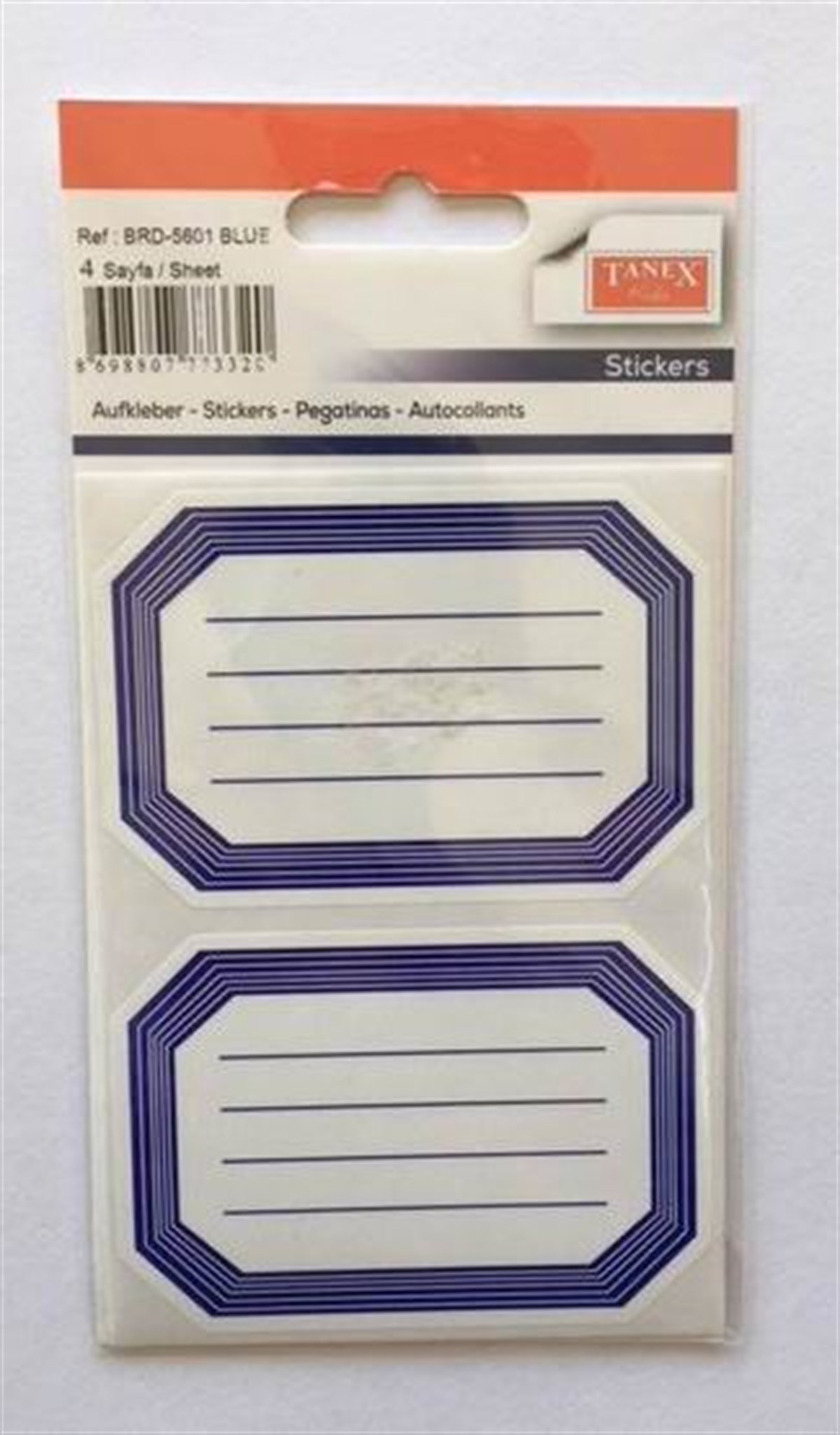 Tanex Brd-5601 Mavi Bordürlü Tek Sira Okul Etiketi