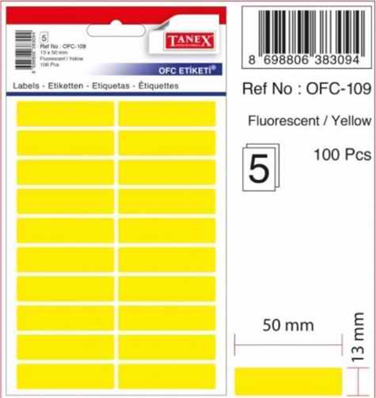 Tanex Ofc-109 Flo Sari Ofis Etiketi 5Li Paket